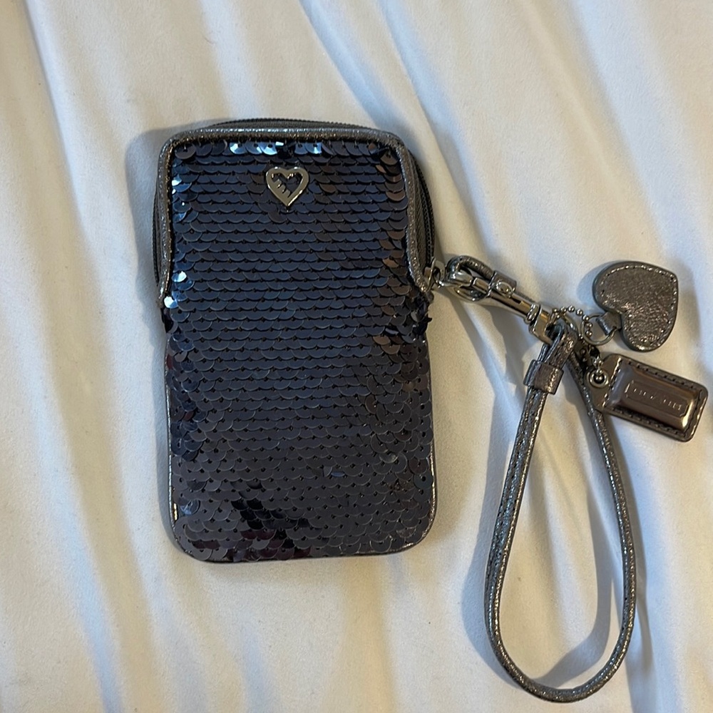 Coach wristlet 
Charcoal sequin